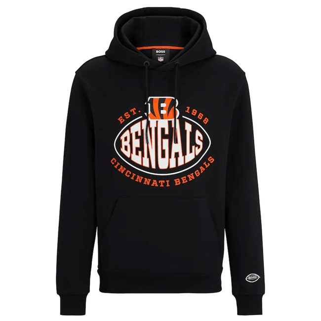 Men's Black Cincinnati Bengals BOSS X Touchback Pullover Hoodie